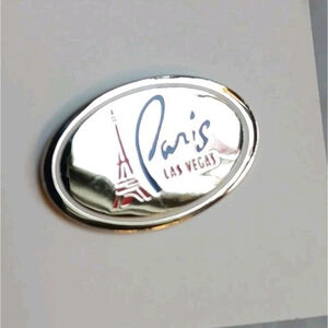 Vintage Paris Las Vegas Eiffel Tower Lapel Pin Silver Enamel
